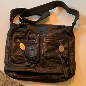 Juicy Couture leather shoulder bag, dark blue, hardly used in great condition